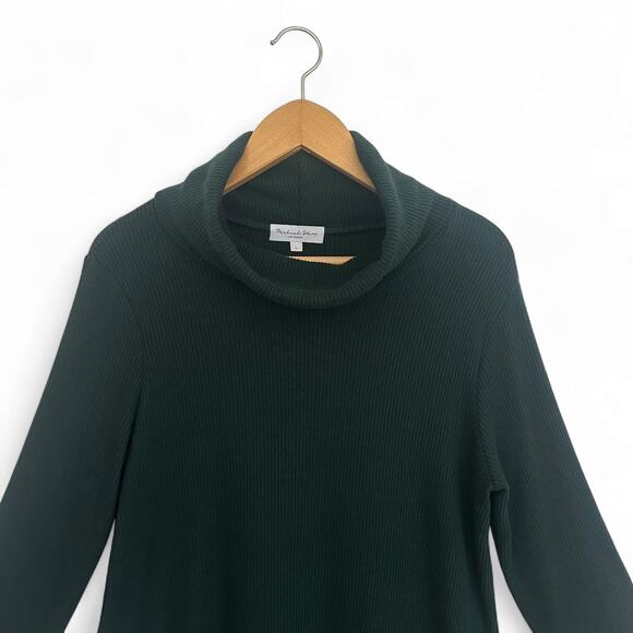 Michael Stars Women's Hallie Rib-Knit Turtleneck Dress Size L Dark Forest Green - Picture 3 of 12